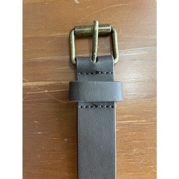 Olive Green Belt Kids Size XL Faux Leather Gold One Prong Buckle Solid Belt - Picture 9 of 10